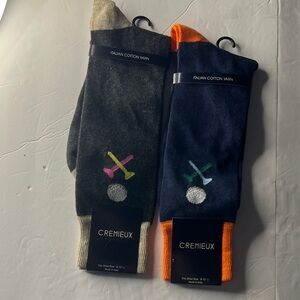 Daniel Cremieux Men's Dress Socks - Black, Navy, and Orange Made In Italy